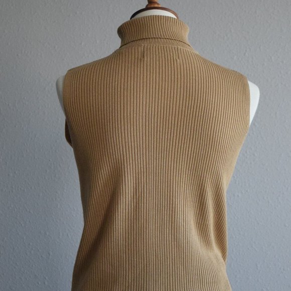 Sag Harbor sleeveless ribbed knit turtleneck camel - Picture 8 of 9